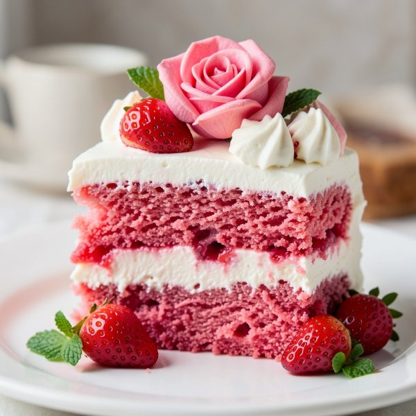 Luxury Strawberry Rose Velvet Cake