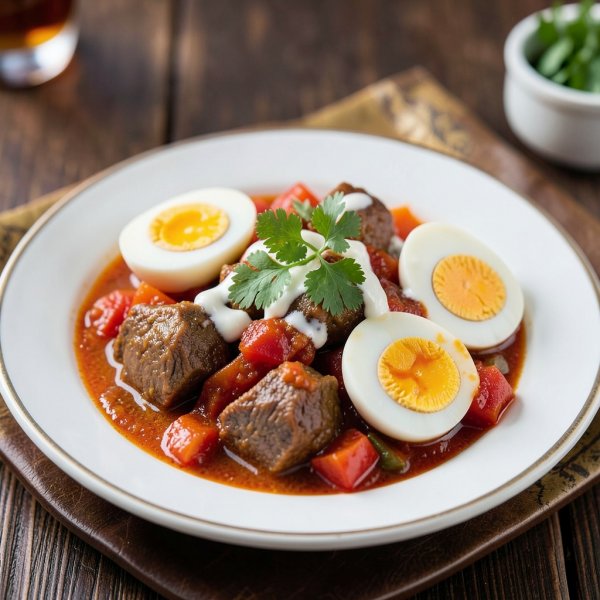 Spiced Indian Beef and Egg Curry with Yogurt