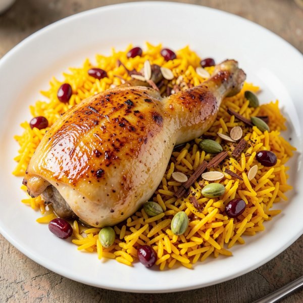 Persian Saffron Chicken with Jeweled Rice