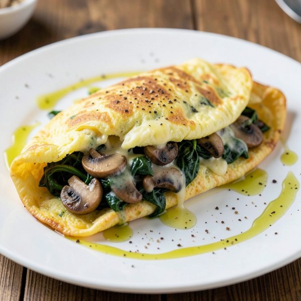 Savory Mushroom and Spinach Stuffed Omelette