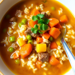 Hearty Rice and Meat Vegetable Soup