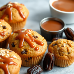 Date Muffins with Caramel Drizzle