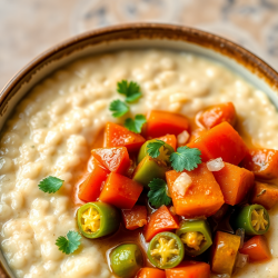 Sudanese Okra Stew with Millet Porridge