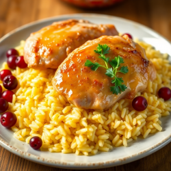 Persian Herb Rice with Chicken (Zereshk Polow ba Morgh)