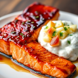 Soy-Glazed Salmon with Apple-Cheese Yogurt