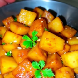 Garlic Jaggery Glazed Potatoes