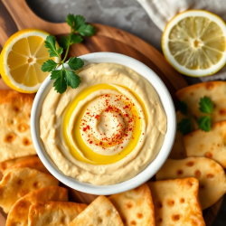 Zesty Lemon Hummus with Pita Chips