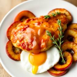 Garlic Honey Chicken with Sautéed Apples and Eggs