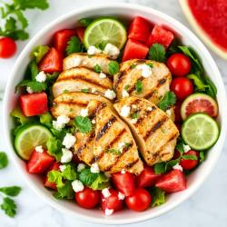 Watermelon Chicken Salad Bowl