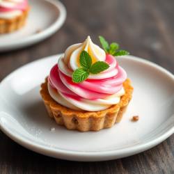 Sweet Walnut Tart with Coffee Chantilly and Pink Pitahaya Glaze