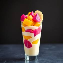 Tropical Dragon Fruit Mango Custard Parfait