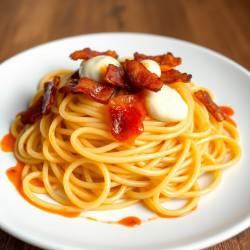 Spaghetti with Smoky Bacon and Fresh Cheese
