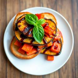 Grilled Aubergine and Tomato Bruschetta