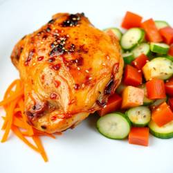 Japanese Garlic Chicken with Carrot and Cucumber Salad