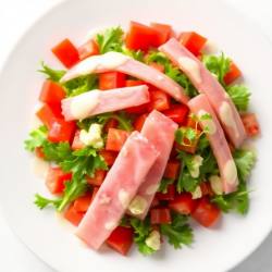 Surimi and Tomato Salad with Horseradish Walnut Dressing