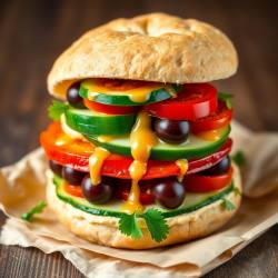 Mediterranean Frena Bread Veggie Sandwich