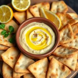 Zesty Lemon Hummus with Pita Chips