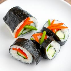 Crispy Veggie Sushi Roll with Fried Bell Peppers and Asparagus