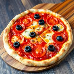 Pepperoni and Black Olive Pizza