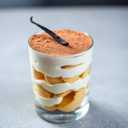 Creamy Vanilla Tiramisu without Coffee and Raw Eggs