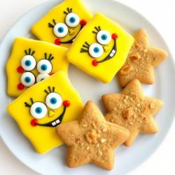 SpongeBob Sponge Cookies and Crunchy Patrick Star Cookies