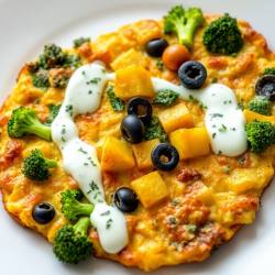 Mediterranean Broccoli & Potato Frittata with Yogurt Olive Sauce
