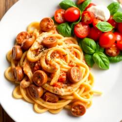 Salsiccia Rigatoni with Burrata Salad