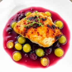 Roasted Chicken with Grape and Thyme Sauce