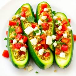 Stuffed Cucumber Boats with Herbed Quinoa