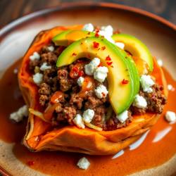 Spiced Beef and Cabbage Stuffed Sweet Potato