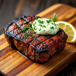 Grilled Beef Steak with Herb Butter