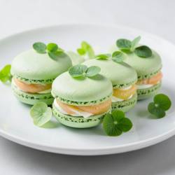 Matcha Macarons with Midori and Lychee Diplomat Cream