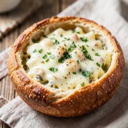 Cheesy Garlic Herb Bread Bowl