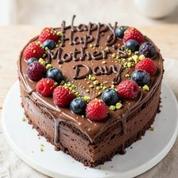 Elegant Heart-Shaped Chocolate Pistachio Berry Cake