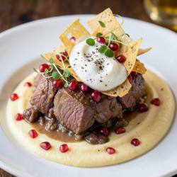 Modern Deconstructed Kapak Böreği with Sous-Vide Lamb and Aromatic Yogurt Foam