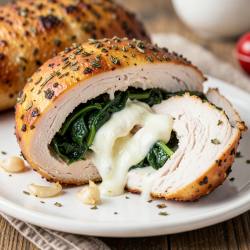 Cheesy Garlic Spinach Stuffed Chicken Breast
