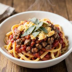Bolognese with Crispy Sage Butter Topping