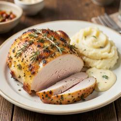 Herb-Crusted Turkey Breast with Garlic Mashed Potatoes