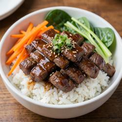 Korean Beef Bowl with Nippon Shokken Soy Garlic Sauce