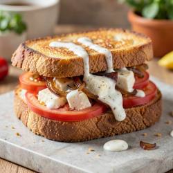 Paneer Potato Tomato Sandwich with Onion Sauce
