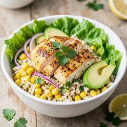 Mexican Chicken Rice Bowl with Avocado and Corn