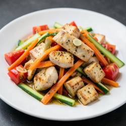 Stir-Fried Chicken and Tofu with Vegetables in Garlic Sauce