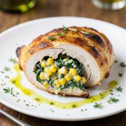 Creamy Corn and Spinach Stuffed Chicken Breast