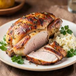 Herb-Roasted Turkey Breast with Garlic Mashed Cauliflower