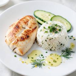 Lemon-Dill Chicken with Herbed Rice and Zucchini