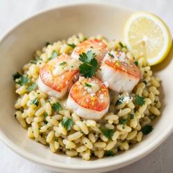 Lemon-Herb Lobster with Garlicky Orzo