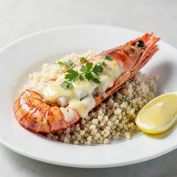 Lemon-Garlic Lobster with Herbed Couscous