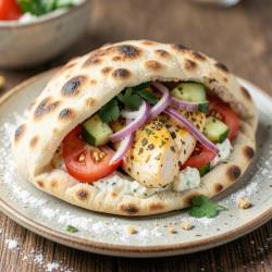 Chicken Souvlaki Pita with Salad and Tzatziki