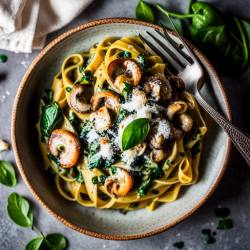 Creamy Spinach and Mushroom Pasta