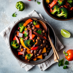 Spicy Black Bean and Vegetable Stir-Fry